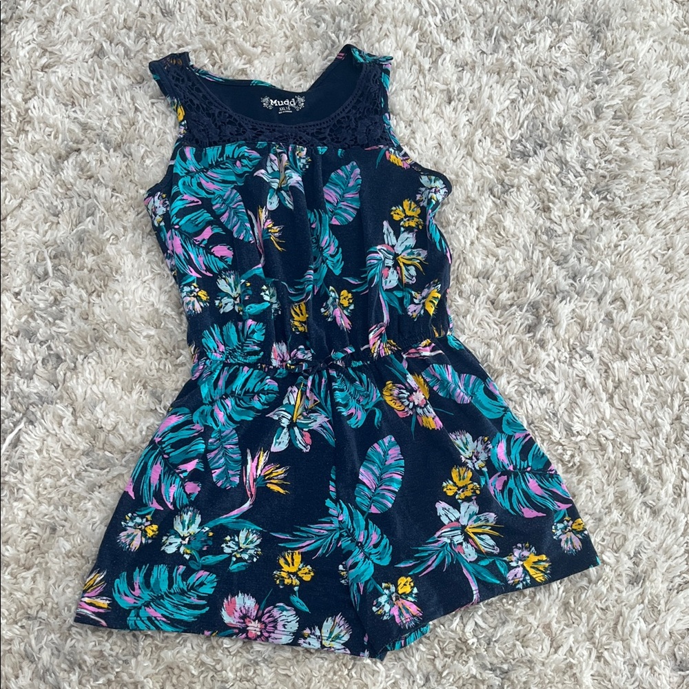 Navy Floral Kids Romper